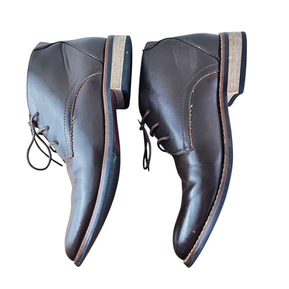 Zriang Mens Brown Leather Round Toe Lace-Up Ankle Chukka Boots Size 8 - Picture 3 of 9